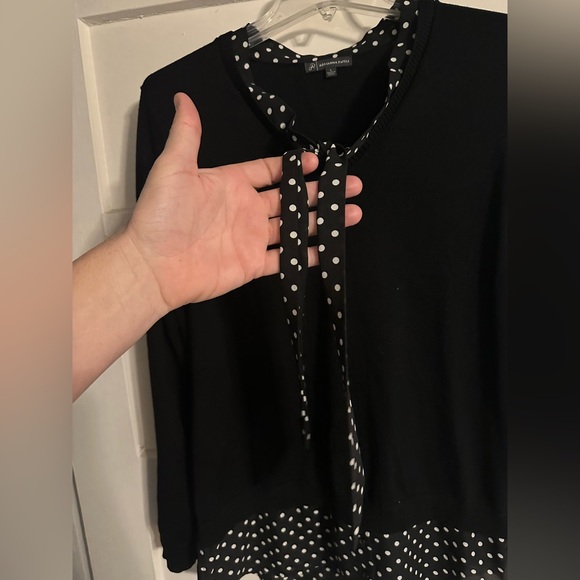 Adrianna Papell Black and White Polka Dot Blouse - Picture 3 of 5